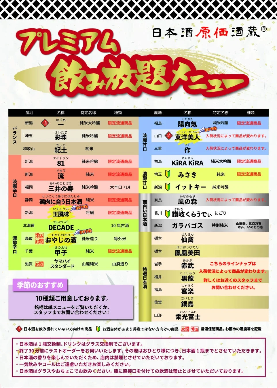 プレミアム飲み放題メニュー