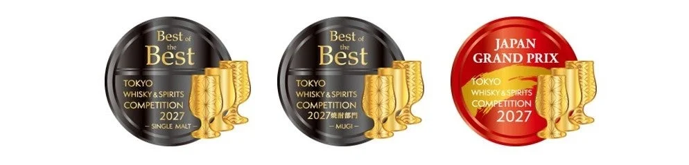 2027年東京ウイスキー＆スピリッツコンペティションの「Best of the Best」と「JAPAN GRAND PRIX」の受賞エンブレム